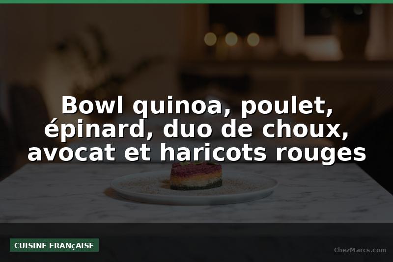Bowl quinoa, poulet, épinard, duo de choux, avocat et haricots rouges